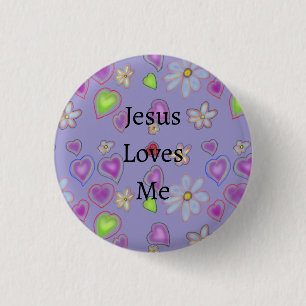 Macaron Rond 2,50 Cm Bouton violet 'Jésus m'aime'