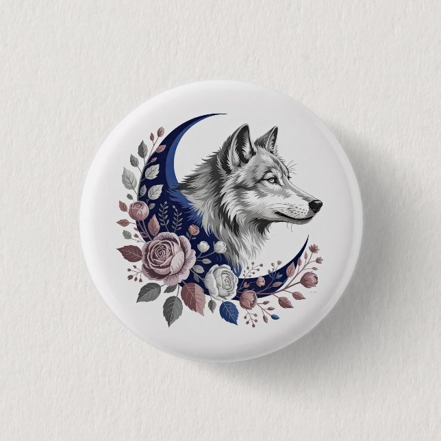 Macaron Rond 2,50 Cm Bouton Wolf & Moon (Devant)