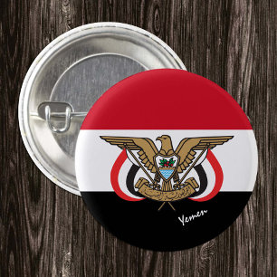 Macaron Rond 2,50 Cm Bouton Yémen, mode Drapeau Yéménite patriotique