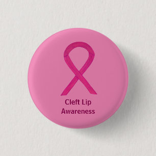 Macaron Rond 2,50 Cm Boutons à ruban rose chaud pour la sensibilisation