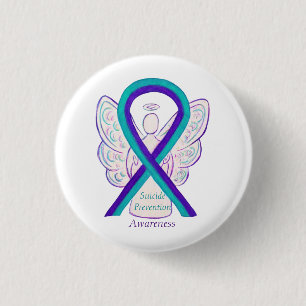 Macaron Rond 2,50 Cm Boutons Angel de ruban de sensibilisation à la pré