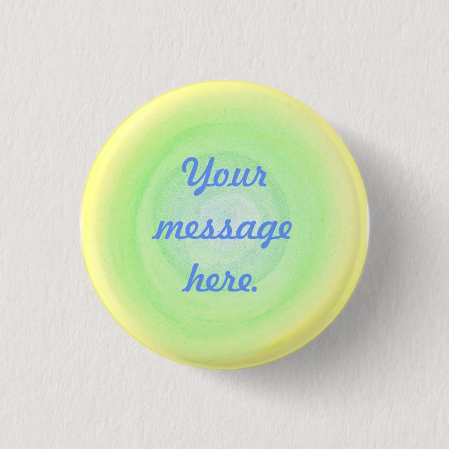 Macaron Rond 2,50 Cm Boutons bleu vert Jaune Sphère Votre Message Ici (Devant)