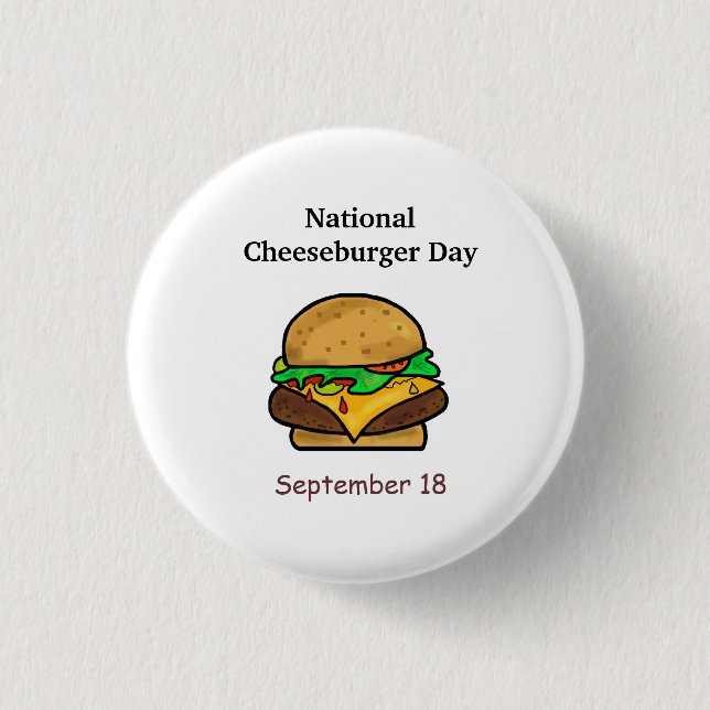 Macaron Rond 2,50 Cm Boutons de la Journée nationale du cheeseburger (Devant)