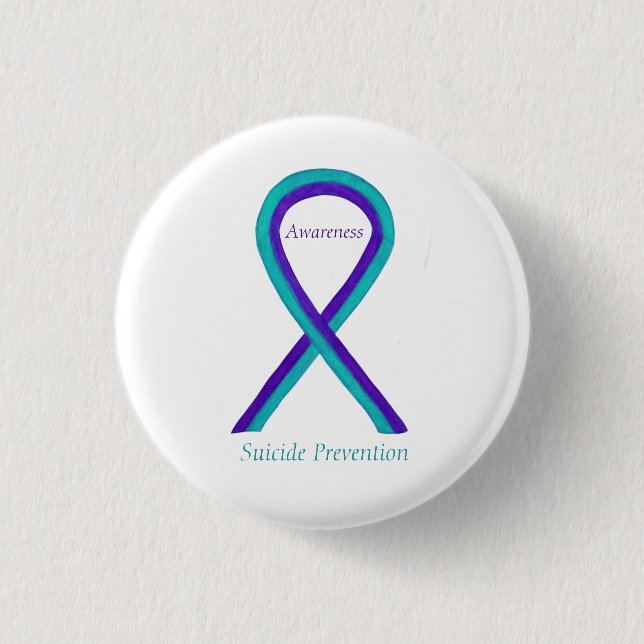 Macaron Rond 2,50 Cm Boutons de ruban de sensibilisation à la préventio (Devant)