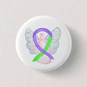 Macaron Rond 2,50 Cm Boutons d'épingle Angel de ruban pour la sensibili