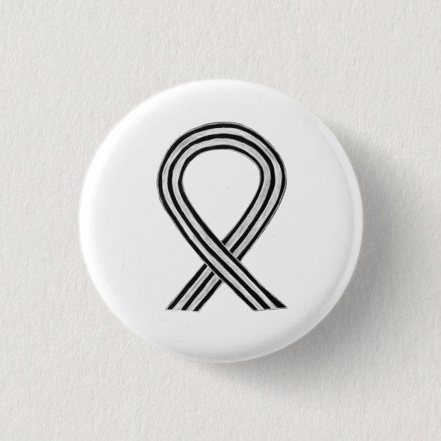 Macaron Rond 2,50 Cm Boutons d'épingle Angel Noir et Blanc (Devant)