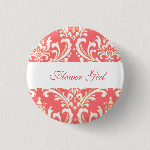Macaron Rond 2,50 Cm Boutons Flower personnalisés Mariage damassé