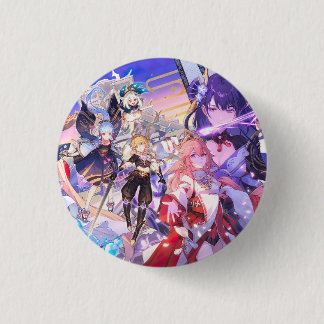 Macaron Rond 2,50 Cm Boutons Genshin Xiao Hu Tao Jeu de Shogun Childe