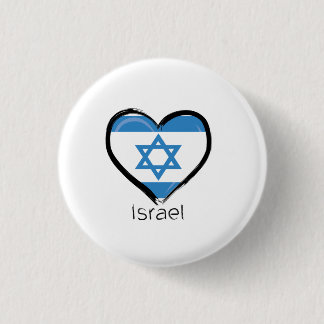 Macaron Rond 2,50 Cm Boutons Israël Drapeau Amour du coeur