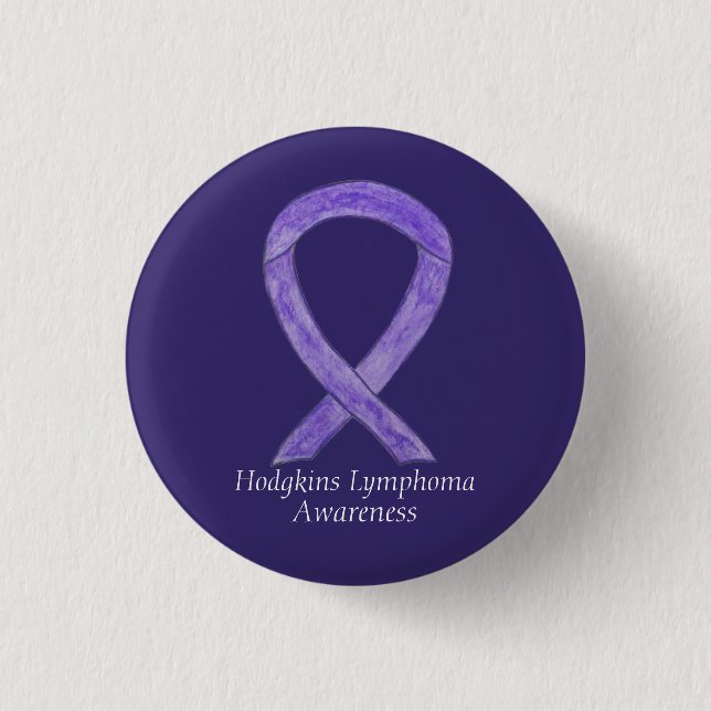 Macaron Rond 2,50 Cm Boutons Personnalisés Hodgkins Lymphoma Violet Rub (Devant)