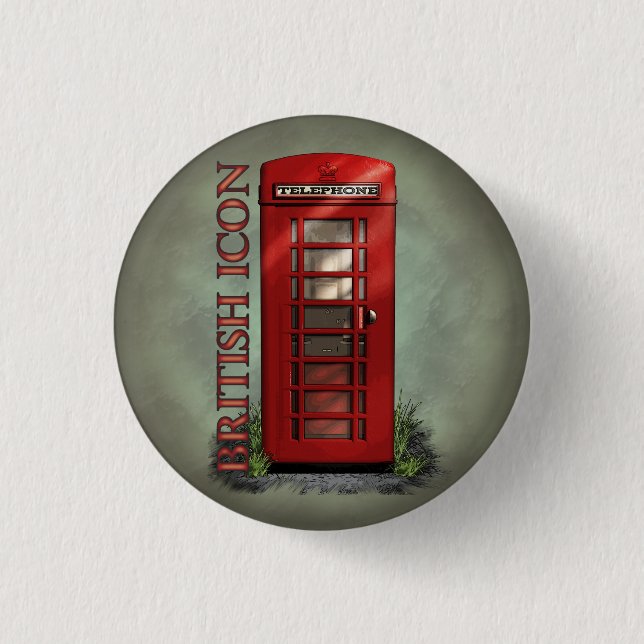 Macaron Rond 2,50 Cm Boutons rouges britanniques de cabine téléphonique (Devant)