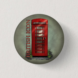 Macaron Rond 2,50 Cm Boutons rouges britanniques de cabine téléphonique