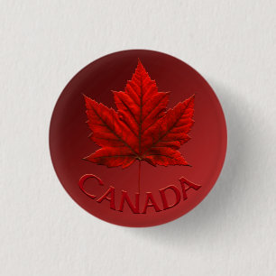 Macaron Rond 2,50 Cm Boutons souvenir Canada Drapeau Érable Feuille Éra
