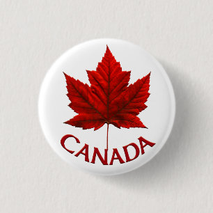 Macaron Rond 2,50 Cm Boutons souvenir Canada Drapeau Érable Feuille Éra
