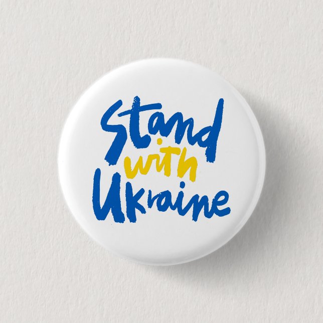 Macaron Rond 2,50 Cm Boutons Stand With Ukraine (Devant)