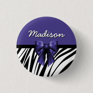 Macaron Rond 2,50 Cm Bow Zebra noir et violet