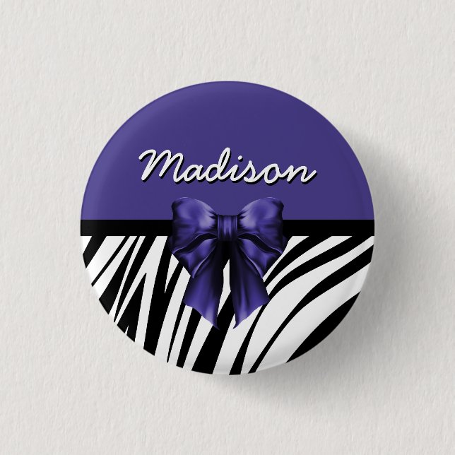 Macaron Rond 2,50 Cm Bow Zebra noir et violet (Devant)