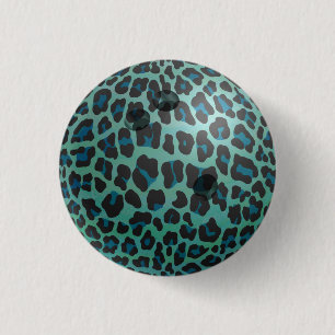 Macaron Rond 2,50 Cm Bowling Ball Leopard Turquoise