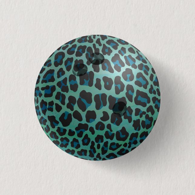 Macaron Rond 2,50 Cm Bowling Ball Leopard Turquoise (Devant)