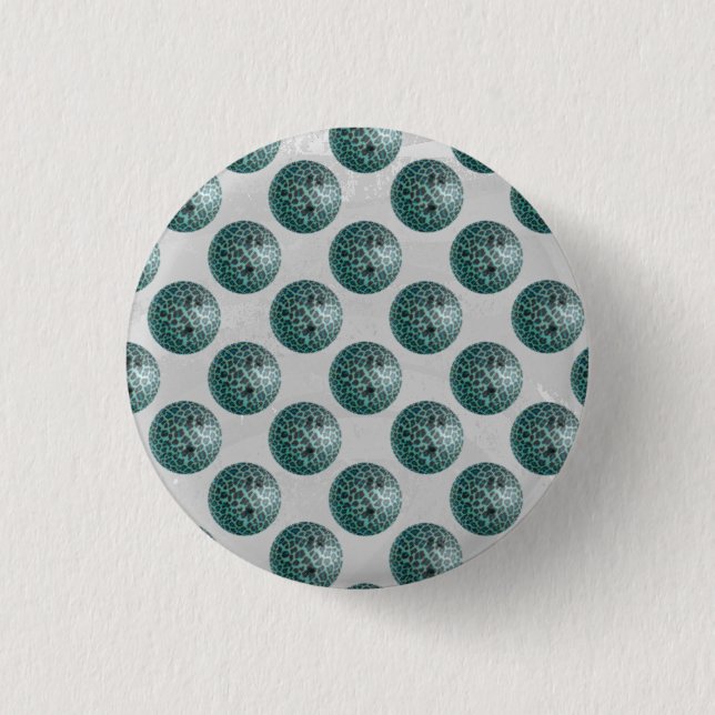 Macaron Rond 2,50 Cm Bowling Ball Leopard Turquoise (Devant)