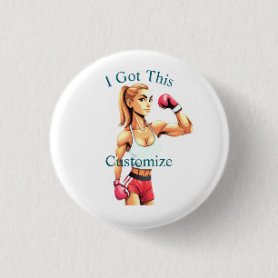 Macaron Rond 2,50 Cm Boxeuse féminine en forme Thunder_Cove