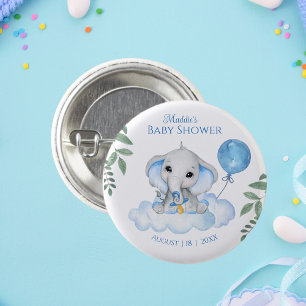Macaron Rond 2,50 Cm Boys Baby shower d'éléphant aquarelle