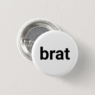 Macaron Rond 2,50 Cm Brat typographie moderne drôle cool noir et blanc