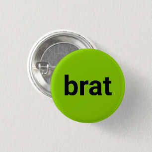 Macaron Rond 2,50 Cm Brat typographie moderne noir chaux vert cool