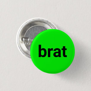 Macaron Rond 2,50 Cm Brat typographie moderne noir néon vert cool