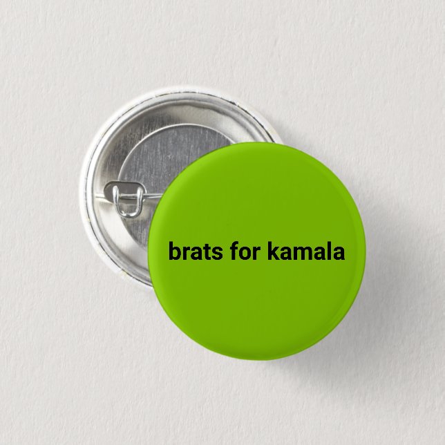 Macaron Rond 2,50 Cm Brats pour kamala simple moderne noir vert citron (Devant & derrière)