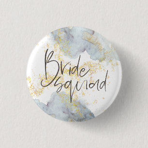 Macaron Rond 2,50 Cm Bride Squad Blue Ombre Aquarelles or Splashes