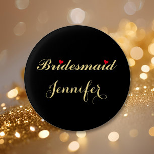 Macaron Rond 2,50 Cm Bridesmaid Mariage de la fête de bachelorette noir