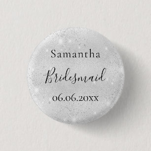 Macaron Rond 2,50 Cm Bridesmaid silver sparkle elegant name