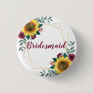Macaron Rond 2,50 Cm Bridesmaid Tournesol géométrique Bourgogne