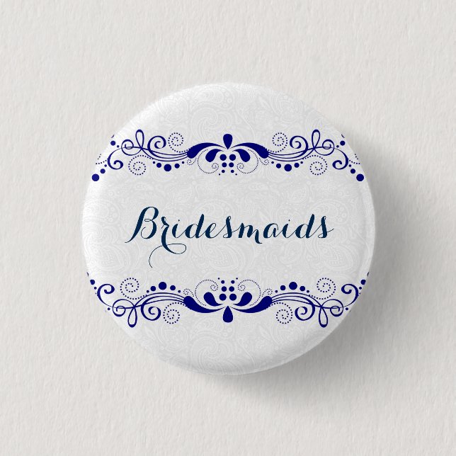 Macaron Rond 2,50 Cm BridesMaids Blue Swirls dentelle Arrière - plan bl (Devant)