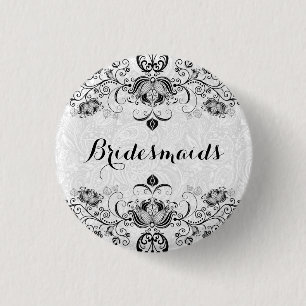 Macaron Rond 2,50 Cm BridesMaids Noirs Dentelle Sur Arrière - plan Blan