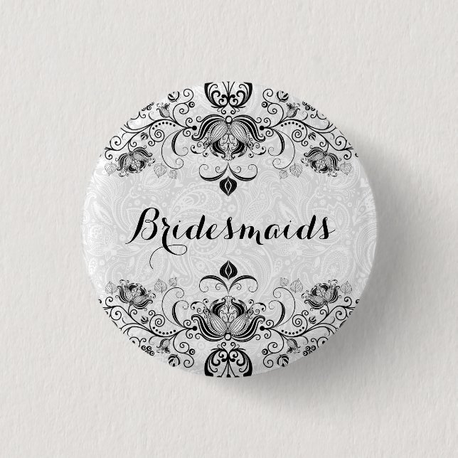 Macaron Rond 2,50 Cm BridesMaids Noirs Dentelle Sur Arrière - plan Blan (Devant)