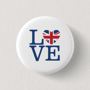 Macaron Rond 2,50 Cm British Hearts - Love Union Jack - Bouton