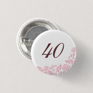 Macaron Rond 2,50 Cm Broderie Rose Rose Script Nombre / Âge