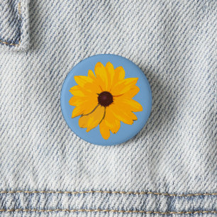 Macaron Rond 2,50 Cm Brown Eyed Susan Jaune Fleur