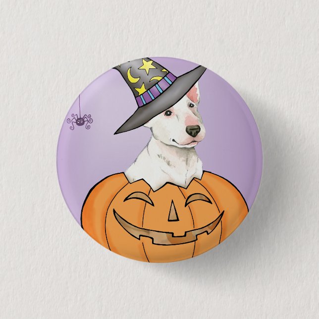 Macaron Rond 2,50 Cm Bull Terrier Halloween (Devant)