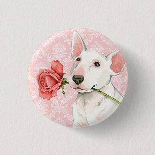Macaron Rond 2,50 Cm Bull-terrier rose de Valentine