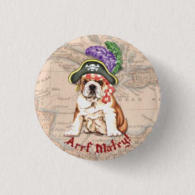 Macaron Rond 2,50 Cm Bulldog Pirate (Devant)