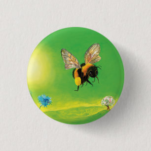 Macaron Rond 2,50 Cm Bumblebee survolant le pré
