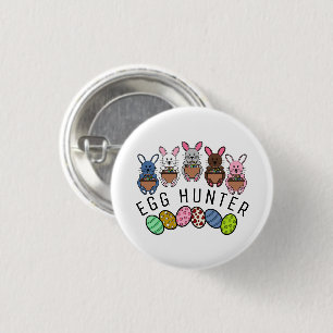 Macaron Rond 2,50 Cm Bunnies de Pâques, Chasseur d'Oeufs