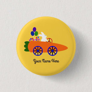 Macaron Rond 2,50 Cm Bunny Riding Carrot Car #2 Button
