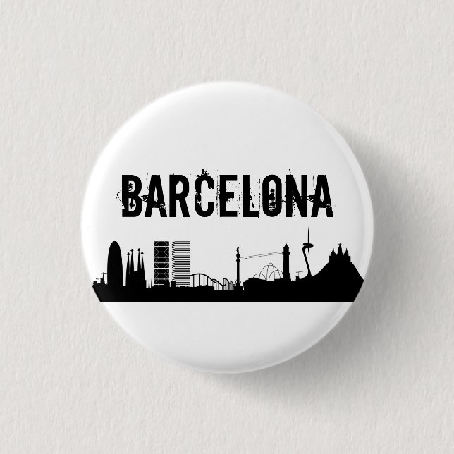 Macaron Rond 2,50 Cm Button Barcelone/Plaque Barcelone (Devant)