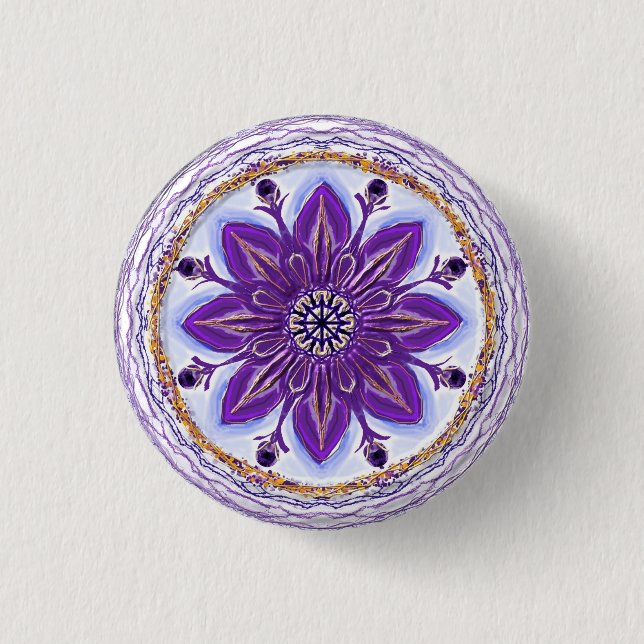 Macaron Rond 2,50 Cm Button Mandala 10 "Bleu royal" (Devant)