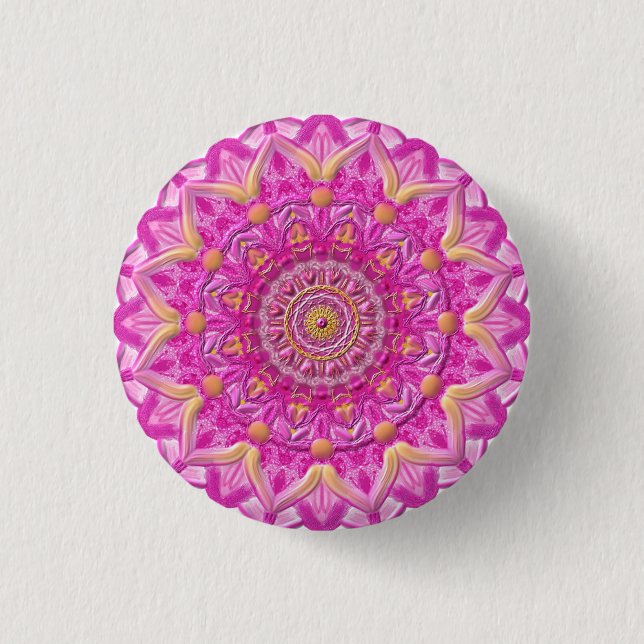 Macaron Rond 2,50 Cm Button Mandala 12 "Magenta" (Devant)