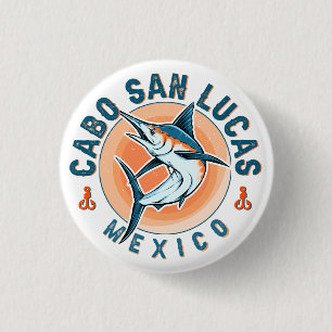 Macaron Rond 2,50 Cm Cabo San Lucas Pêche nautique Sailfish Vintage